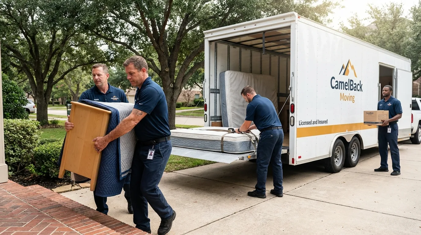 Crew loading residential truck for cross-state move from Kingston, NY