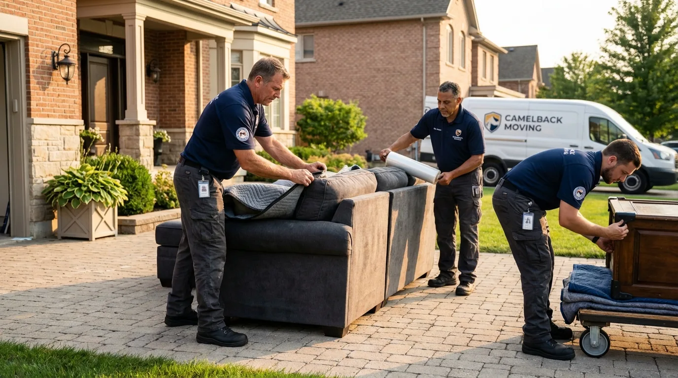 Large estate moving crew wrapping furniture in Kingston, NY